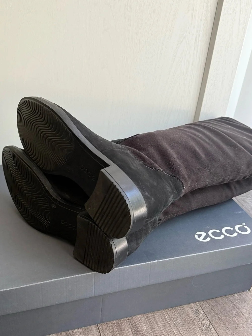 Ecco Tall Black Suede Over-the-Knee Boots